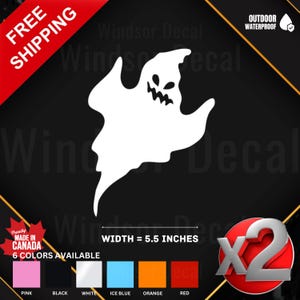 2X Ghost Decal Sticker | Cute Spooky Ghost Vinyl Sticker for Car, Truck, Laptop, Tumbler, Window, Wall | Vinyl Sticker 5.5&quot;