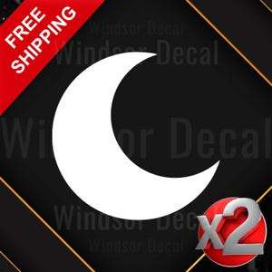 2X Half Moon Sticker Decal: Weather-Resistant Vinyl (5&quot;)