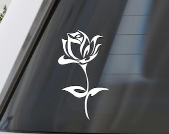 Elegant Rose Vinyl Car Decal, Floral Window Laptop Truck Sticker