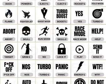 Funny Blank Car Button Decals, Glossy Vinyl Stickers, Eject Passenger Button Decal