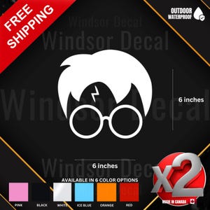 2X Harry Glasses Face Decal | Cartoon Wizard Glasses Vinyl Sticker | Harry Decal | Car Truck Laptop Tumbler Vinyl Sticker 5"