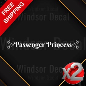 Passenger Princess Car Decal: 5&quot; Vinyl Sticker for Visor Mirror (2X)