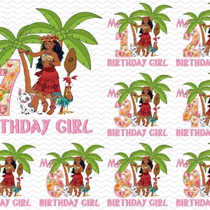 Moana Geburtstagspaket PNG, Geburtstagsprinzessin Moana PNG, Geburtstagskind PNG, Moana Geburtstagskind T-Shirt Design PNG, Familiengeburtstag PNG