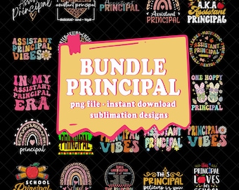 Principal Png Bundle, Appreciation Gift, Gift for Principal Lover, School Principal Png, Retro, Principal Shirt Design Png, Digital File