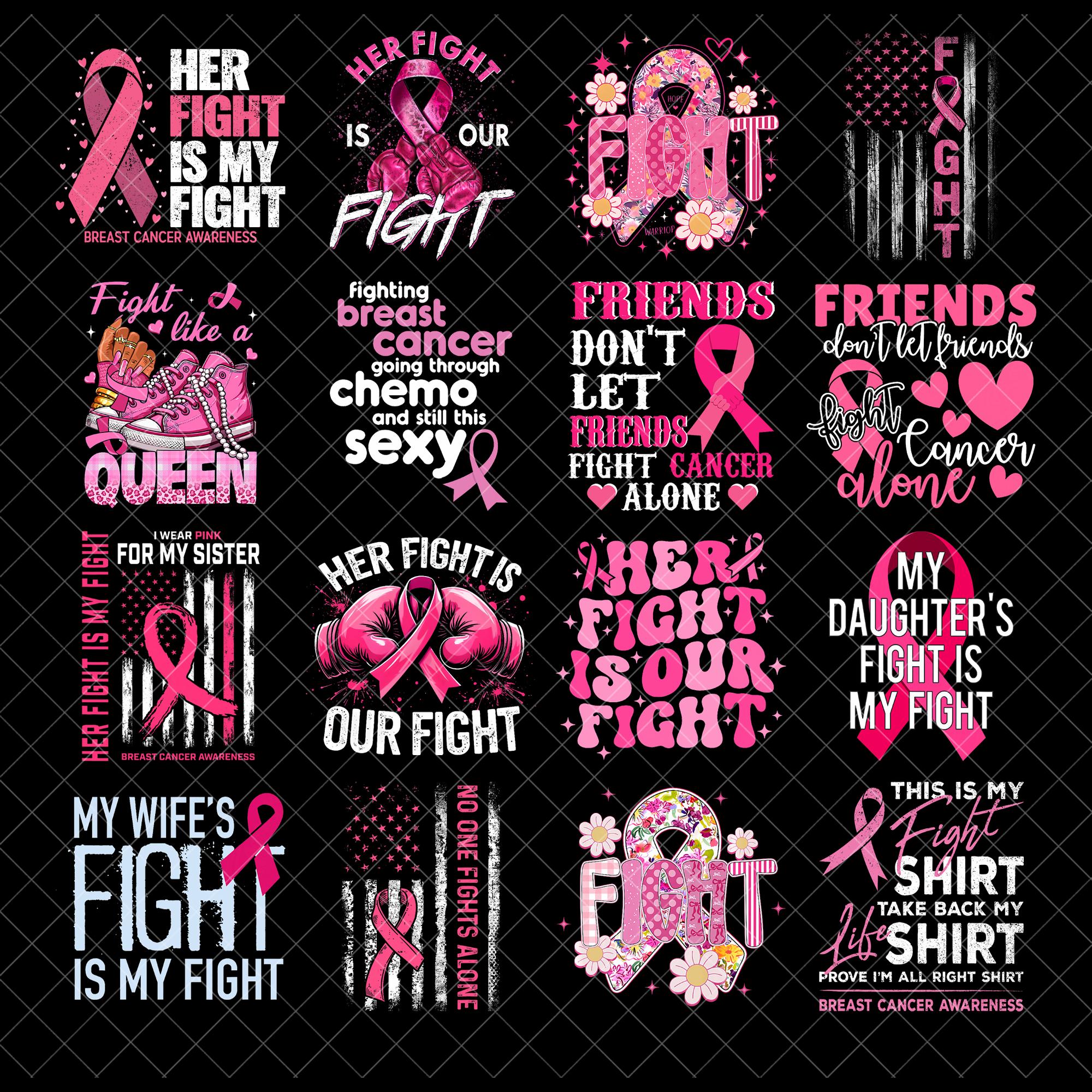 Her Fight is My Fight Png Bundle, Breast Cancer Awareness PNG, Pink Ribbon Support Png for Wife Mom Sister Friend png, Sublimation Design