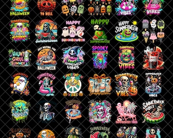 Summerween png Bundle, Summer PNG, Spooky Summer png, Funny Skull Png, Vacation PNG, Retro summer png, Girly summer png, Beach Vibes png