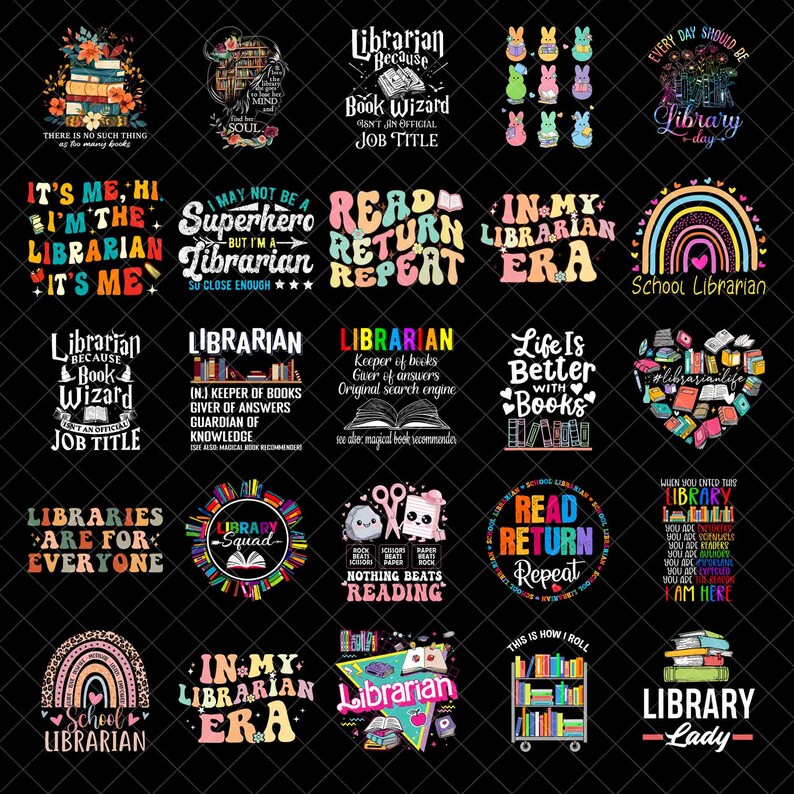School Librarian PNG Bundle, Library Books School Design, Back to ...