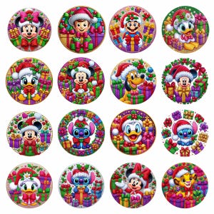 Designs Cartoon Buntglas Weihnachtsornament Bundle PNG, Weihnachten Rundes Ornament Png, Trendy Cartoon Weihnachtsornament Png, Digitaler Download