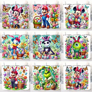 Easter Day 20Oz Tumbler Bundle Png, Cartoon Bunny Tumbler Png, Cartoon Tumbler Png, 20oz Tumbler Wrap Sublimation Designs