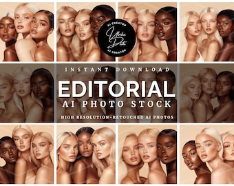 Stunning 12 Editorial AI Photo Stock | Caucasian Beauty,  Makeup Fashion Model Collection for Social Media, Marketing & Editorial Projects