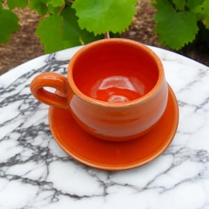 Luxury Moroccan Ceramic Cup with Saucer, Handcrafted Artisan Mug, Elegant Tea Set, Unique Gift, Authentic Moroccan Pottery,orange mug coffee