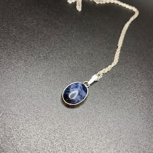 925 Sterling Silver, Gemstone Necklace, Sodalite, Dainty Necklace, Crystal Stone, Handmade Gift, Gift, Handmade, Handmade Jewelry
