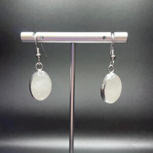 925 Sterling Silver Gemstone Earrings, White Quartz, Dainty Earrings, Crystal Stone, Handmade Gift, Handmade jewelry