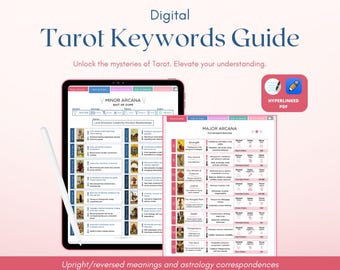 Tarot Keywords Cheat Sheet: Astrology Guide (Digital Download) Goodnotes