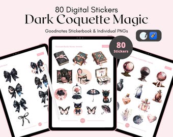 Digitala klistermärken med mörk kokett: Gotisk planerare, Witchy Glam (Goodnotes och PNG)