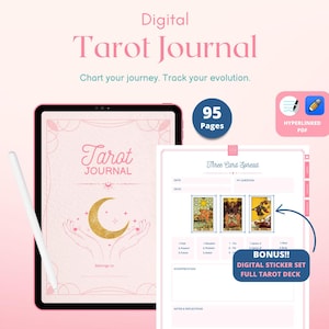 Diario digital de tarot / Planificador guiado de tarot / Libro de ejercicios de tarot / Diario de autorreflexión / Páginas de estudio de tarot / Planificador digital místico