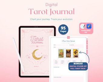 Digital Tarot Journal Guided Planner Tarot Spreads Hyperlinked PDF Goodnotes