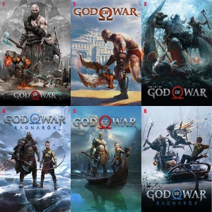 Impression d'affiche God of War Affiche du jeu vidéo Kratos Playstation, affiche imprimée de haute qualité, décorations pour la maison, cadeau parfait pour les autres.