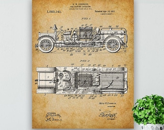 11x14 Unframed Patent Print Great Gift for Firefighters 1930s Fire Truck Art