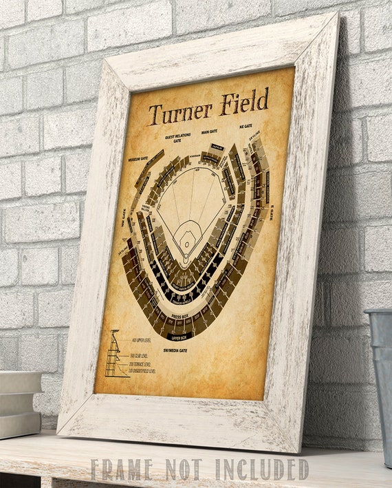 Turner Field Baseball Seating Chart Art Print - 11x14 Unframed Art Print -  Great Sports Bar Decor and Gift for Baseball Fans