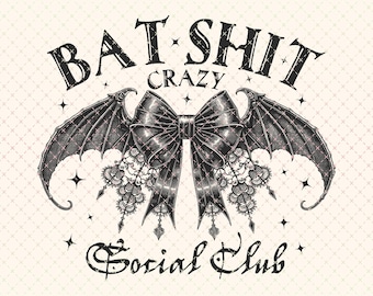 Gothic Coquette Bat Bow PNG: Retro Halloween Design (Digital Download)