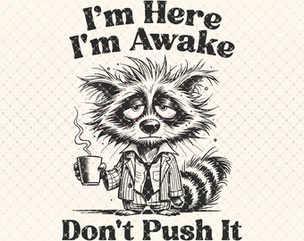Funny Raccoon Meme PNG: Sarcastic Retro Design for Shirts, Stickers (Digital Download)