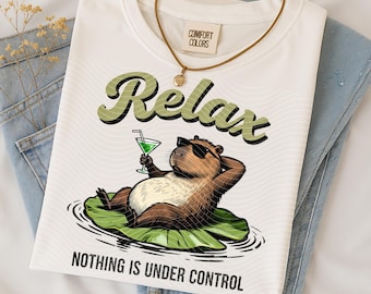 Relax Capybara Cocktail Funny Animal Illustration PNG (Digital Download)