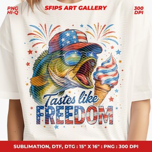 Bass Fishing 4th of July PNG: Patriotic Sublimation Design (Digital Download)