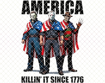 Horror Movie Killers 4th of July PNG (Digital Download)