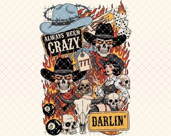 Western Cowgirl Collage PNG: Rockabilly Skeleton Tattoo Art (Digital Download)