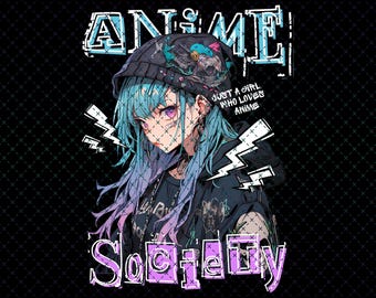 Anime Girl T-Shirt Design, Anime Gesellschaft PNG (Digitale Datei)