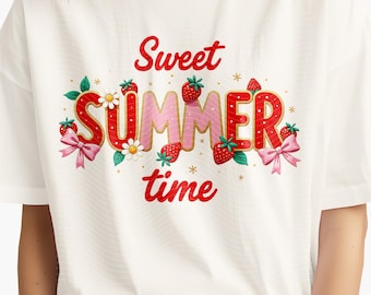 Sweet Summer PNG: Coquette Retro Strawberry Design (Digital Download)