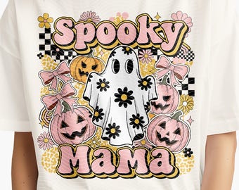 Spooky Mama Halloween PNG, Floral Ghost Design (Digital Download)