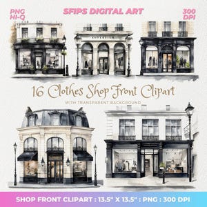 Watercolor Clothes Shop Front Clipart, Clothes Shop Front Clipart, Clothing Shop Clipart, Storefront Png, PNG High Quality 300DPI