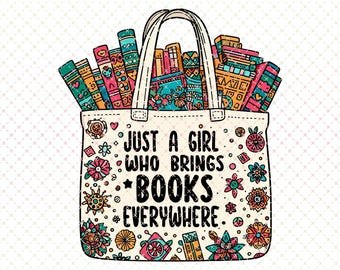 Book Lover PNG: Trendy Bookish Girl Design for Shirts, Stickers (Digital Download)