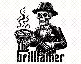 Papá Parrillero Divertido PNG: Diseño de Sublimación de Esqueleto Sarcástico (Descarga Digital)