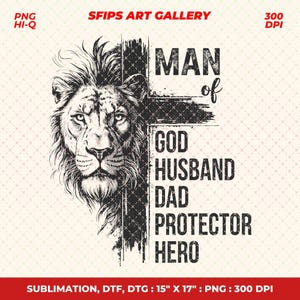 Dad Png, Man Of God Png, Christian Png, Bible Verse Png, Jesus Png, Dad Lion Png, Father Png, Dad Shirt, Christian Dad Png, Dad Sublimation