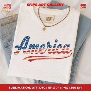 Retro America Png, Vintage Patriotic Text Sublimation Design, Retro Usa Flag Word Art For 4th Of July Shirt Or Decor, Trendy American Png