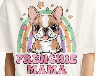Frenchie Mama PNG: Spring Shirt Design, Bulldog Mom Sublimation (Digital Download)