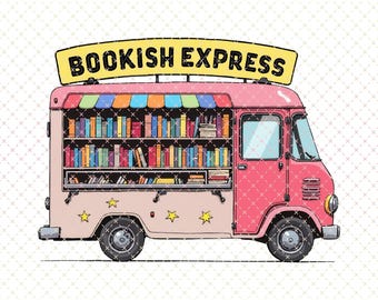 Bookish Express PNG, LKW-Kunst der Buchhandlung (Digitaler Download)