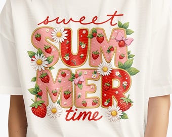 Sweet Summer Strawberry PNG: Retro Beach Design (Digital Download)