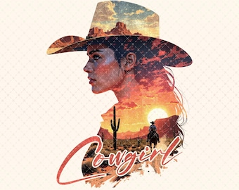 Vintage Cowgirl PNG: Western Sublimationsdesign (Digitaler Download)