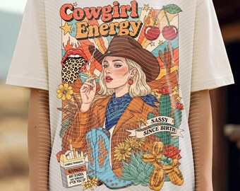Cowgirl Energie Collage PNG: Western Sublimationsdesign (Digitaler Download