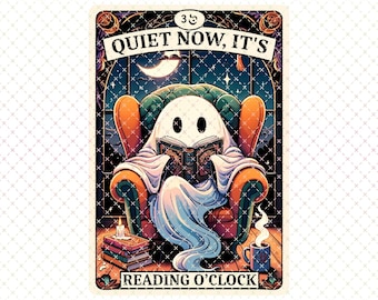 Bookish Ghost PNG: Quiet Now Reading-ontwerp (digitale download)