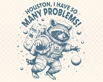 Mapache astronauta retro PNG: Cita espacial divertida (Descarga digital)
