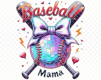 Baseball Mama PNG: Trendy Coquette Clipart (Digital Download)