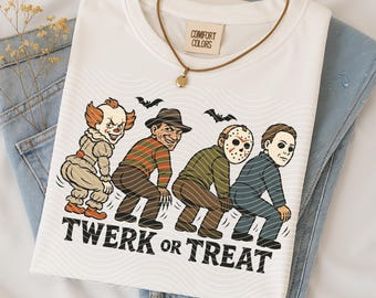 Funny Halloween Twerk Or Treat PNG : personnages d'horreur rétro (téléchargement numérique)