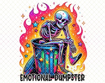 Emotional Dumpster Fire PNG: Snarky Skeleton Clipart (Digital Download)