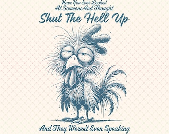 Funny Cranky Rooster PNG: Vintage Chicken Shirt Design (Digital Download)