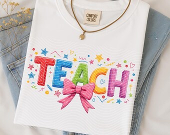 Teacher Coquette PNG: Bows Shirt Design, Teacher Appreciation (Digital Download)